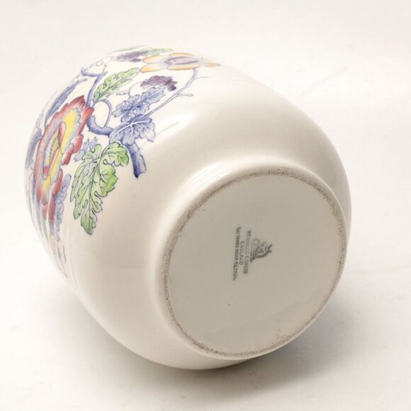 Vintage Wedgewood Ceramic Floral Jar England Ridges White Blue Tea Canister Vase - Picture 8 of 8